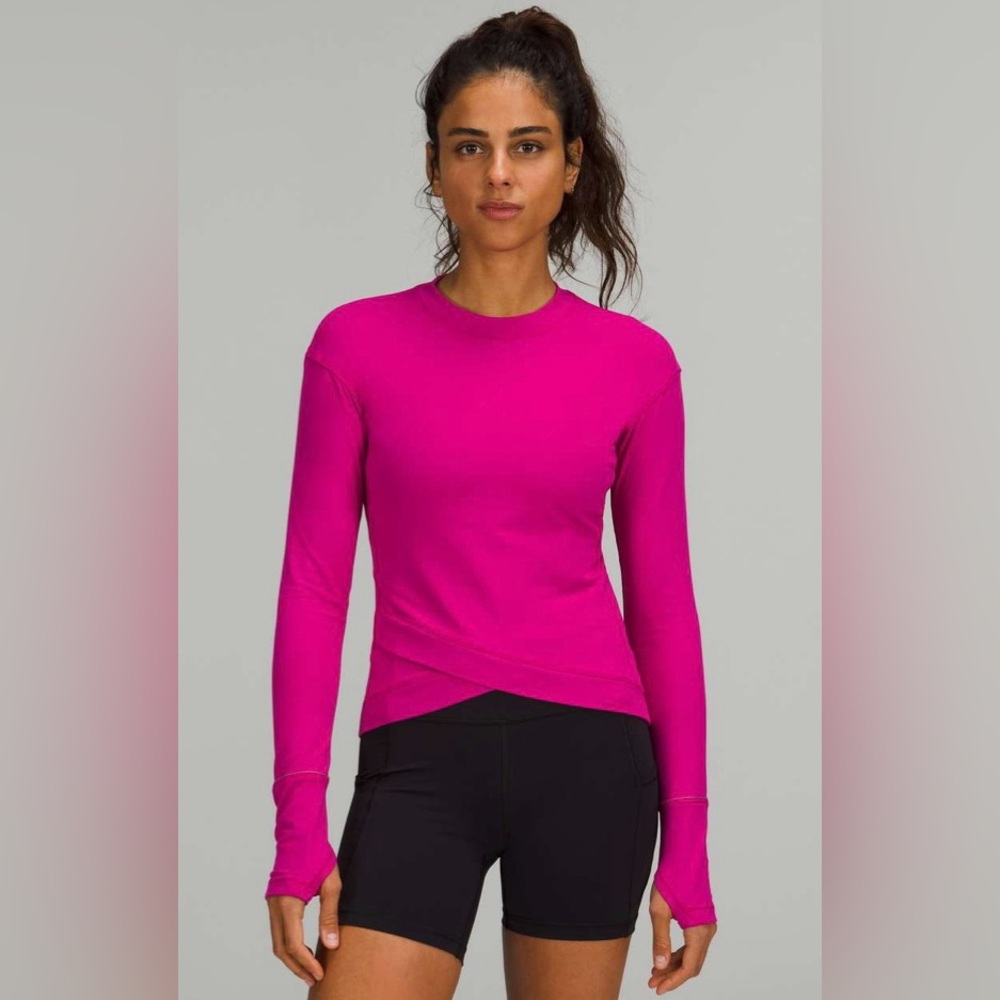 Lululemon NWT Close To Crossing Rulu Long Sleeve Top Ripped Raspberry Size 10